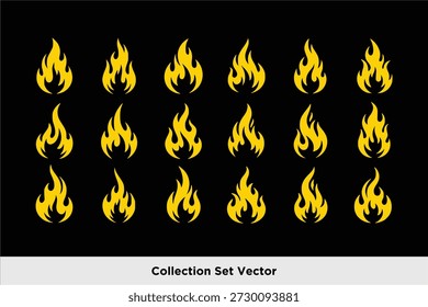 Fire Flame Icon Collection Set Vector Illustration