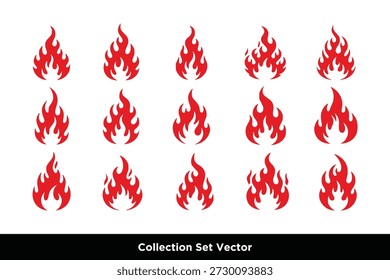 Juego de Colección de Icono de Llama de Fuego Ilustración vectorial