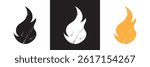Fire flame icon. Crayon icon. Hot fire icon. Vector for websites, mobile interfaces, presentations, banner, visual branding etc. Vector illustration. isolated on white and black background. EPS 10