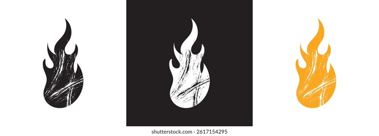 Fire flame icon. Crayon icon. Hot fire icon. Vector for websites, mobile interfaces, presentations, banner, visual branding etc. Vector illustration. isolated on white and black background. EPS 10