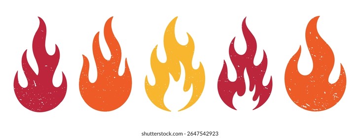 Ícone de fogo. Logotipo do vetor de giz de cera. Fogo quente no fundo branco. Ilustração simples chama. Símbolo gráfico de calor. Silhueta abstrata, clipart elemento inferno.