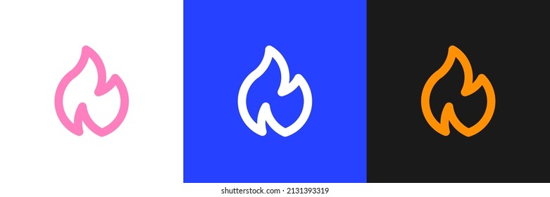 Fire flame icon design set collection. Flame burn vector icon set. Vector illustration