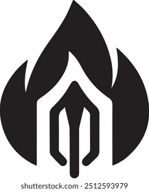 A fire flame icon designed for various companies. The design is clean, visually striking, and captivating, making it ideal for logos, posters, t-shirts, and other graphic projects