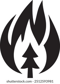 A fire flame icon designed for various companies. The design is clean, visually striking, and captivating, making it ideal for logos, posters, t-shirts, and other graphic projects