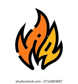 Feuerflammensymbol, das eine einfache, lebendige Flamme anzeigt, perfekt für die Darstellung von Wärme, Energie, Gefahr, Brennen oder einem Funken der Leidenschaft, geeignet für verschiedene digitale und Druckanwendungen