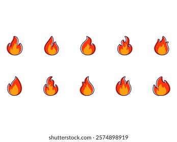Fire Flame Icon Element Set