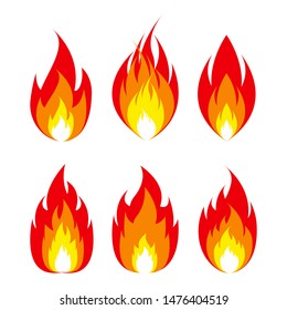 Fire flame icon. emoticon flame symbol isolated on white, fire emoji and logo vector illustration