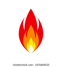 Fire flame icon. emoticon flame symbol isolated on white, fire emoji and logo vector illustration