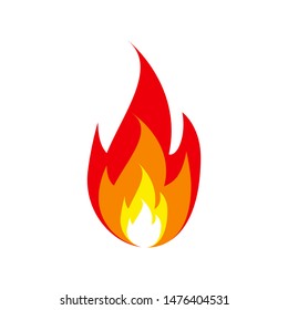 Fire Flame Icon. Emoticon Flame Symbol Isolated On White, Fire Emoji And Logo Vector Illustration