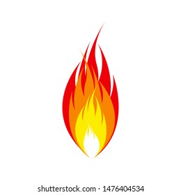 Fire flame icon. emoticon flame symbol isolated on white, fire emoji and logo vector illustration