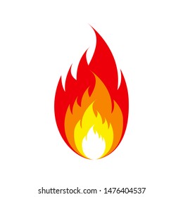 Fire flame icon. emoticon flame symbol isolated on white, fire emoji and logo vector illustration