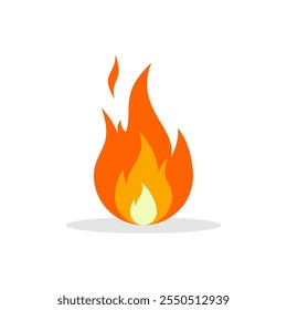 Fire, flame icon in flat design. Blaze, burn sign symbol