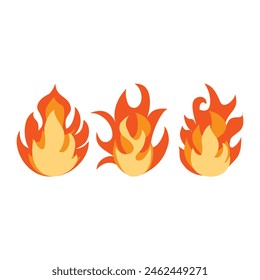 Icono de llama de fuego. Ilustración plana de llama de fuego. Diseño de ilustración de 3 Formas de símbolo de fuego. Elemento gráfico de diseño de iconos con un tema de tecnología para la interfaz de la aplicación.