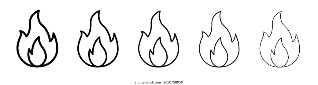 Fire flame icon flat illustration set logo