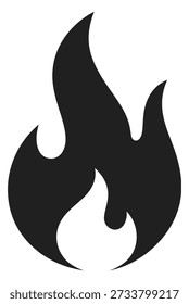 Fire flame icon, heat, burning. Abstract element representing energy and combustion. Danger or warmth symbol.