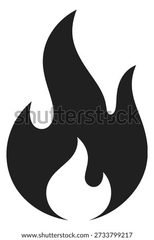 Fire flame icon, heat, burning. Abstract element representing energy and combustion. Danger or warmth symbol.