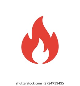 Ícone de fogo. Sinal e símbolo de queimadura quente. Silhueta de energia da fogueira ou fogueira. Ilustração vetorial isolada sobre fundo branco.