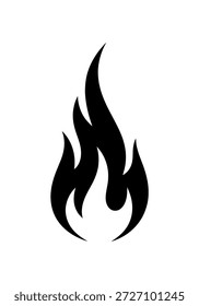 Icono de llama de fuego. Signo y símbolo de quemadura caliente. Logo de la silueta de fogata. Ilustración vectorial aislada sobre fondo blanco.