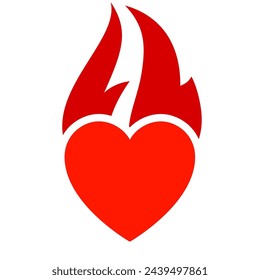 Fire flame icon, hot heart symbol, vector illustration.