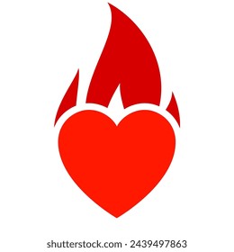 Icono de llama de fuego, símbolo de corazón caliente, ilustración vectorial.