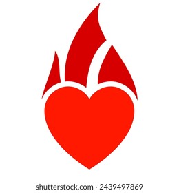 Icono de llama de fuego, símbolo de corazón caliente, ilustración vectorial.