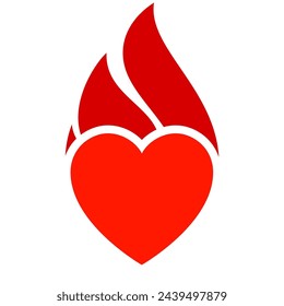 Feuer Flamme Symbol, heißes Herz Symbol, Vektor-Illustration.