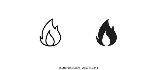 Fire flame icon Hot, oil, gas and energy icon vector, sign, symbol, logo, illustration, editable stroke, flat design style isolated on white linear