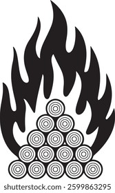 fire flame icon image vector illustration design  black and white silhouette style