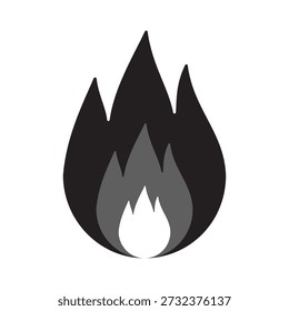 Ícone de chama fogo isolado design de estilo plano no fundo branco.