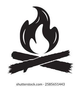 Fire flame icon isolated on white background. Fire  icon silhouette vector symbol.  vector illustration. 