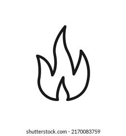 Estilo de línea de icono de llama de fuego aislado en fondo blanco. Ilustración del vector