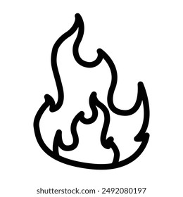 Fire flame icon linear logo mark in black and white