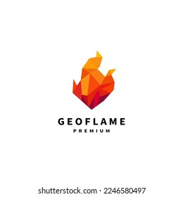fire flame icon logo design with geometric line