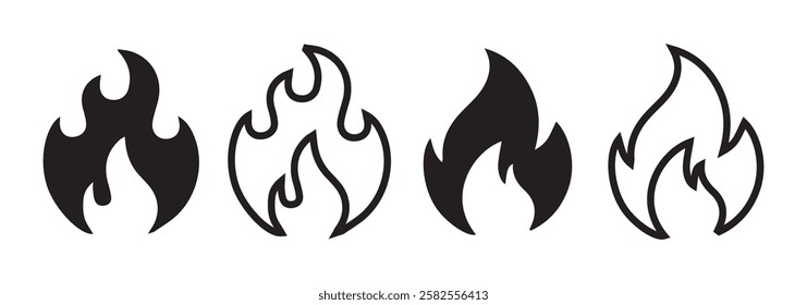 Fire Flame Icon. Logo design fire. Bonfire symbol. Vector illustration EPS 10