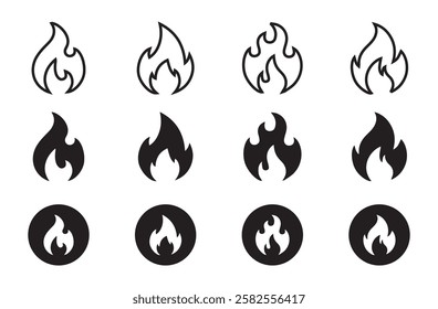 Fire Flame Icon. Logo design fire. Bonfire symbol. Vector illustration EPS 10