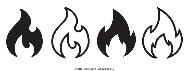 Fire Flame Icon. Logo design fire. Bonfire symbol. Vector illustration EPS 10