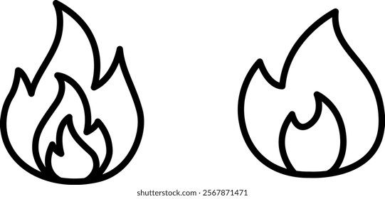 "Fire Flame Icon Representing Heat, Energy, and Passion in Bold and Dynamic Design"