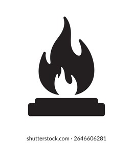 Ícone de chama de fogo representando energia térmica e combustão um símbolo para materiais inflamáveis sinais de aviso de fogueira e paixão em chamas ou vetor de energia ícone de glifo sólido