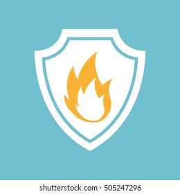 fire flame icon in round shape, vector illustration