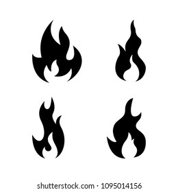 Fire flame icon set. Black icon isolated on white background. Fire flame silhouette. Simple icon. Web site page and mobile app design vector element.