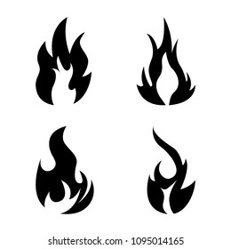Fire flame icon set. Black icon isolated on white background. Fire flame silhouette. Simple icon. Web site page and mobile app design vector element.