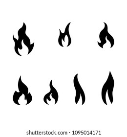 Fire flame icon set. Black icon isolated on white background. Fire flame silhouette. Simple icon. Web site page and mobile app design vector element.