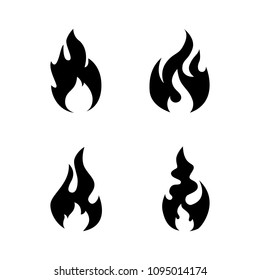 Fire Flame Icon Set Black Icon Stock Vector (Royalty Free) 1095014174 ...