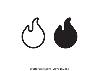 Fire flame icon set in black Vector