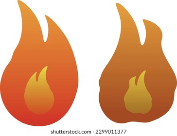 Fire flame icon set in flat style. Fire symbols isolated on white background. Cartoon Style.