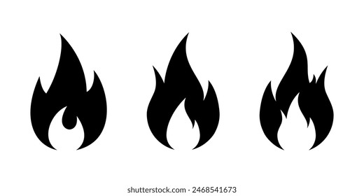 Fire flame icon set in generic style. Bonfire, burn concept