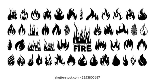 Fire Flame Icon Set Symbol of Fire. Collections of Fire.
