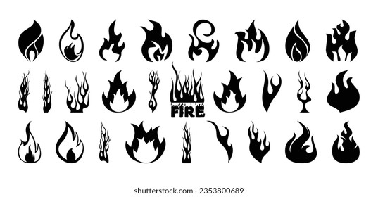 Fire Flame Icon Set Symbol of Fire. Collections of Fire.
