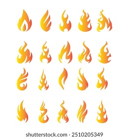 Feuer Flamme Symbol Set Symbol des Feuers
