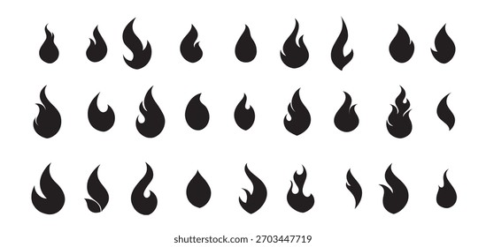 Fire Flame Icon Set Symbol of Fire